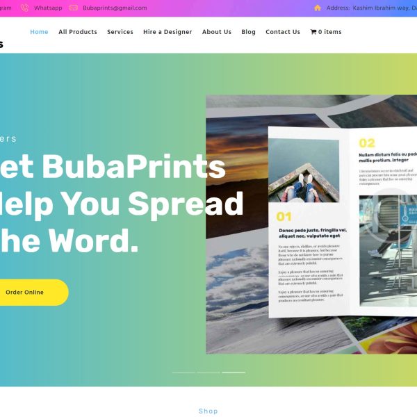 BubaPrints Website(E-Commerce)